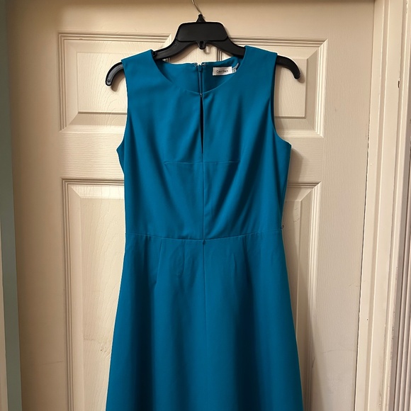 Calvin Klein Dresses & Skirts - Calvin Klein || Size 8 || Sleeveless Aqua Colored Dress, Flare || Missing Belt